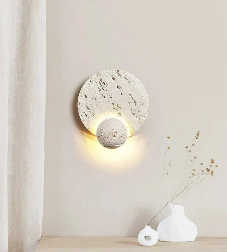 MiraStone Round Stone Wall Sconce For Living Room Decor
