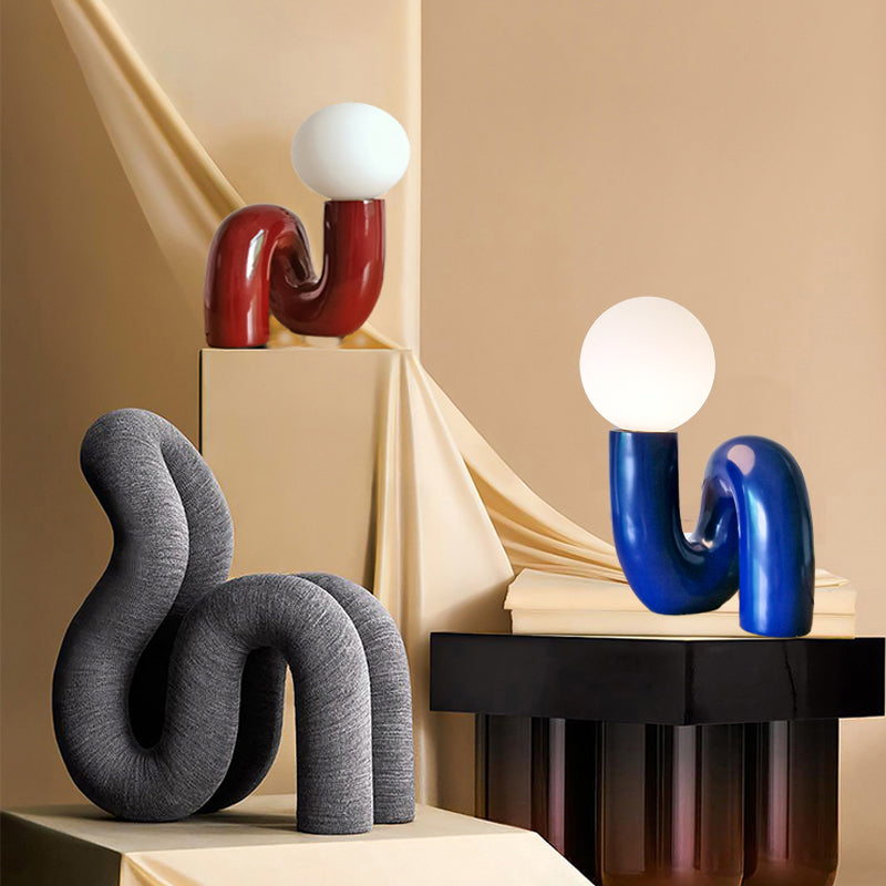 Aveline Tilted Desk Lamp in Glass and Resin for Living Room