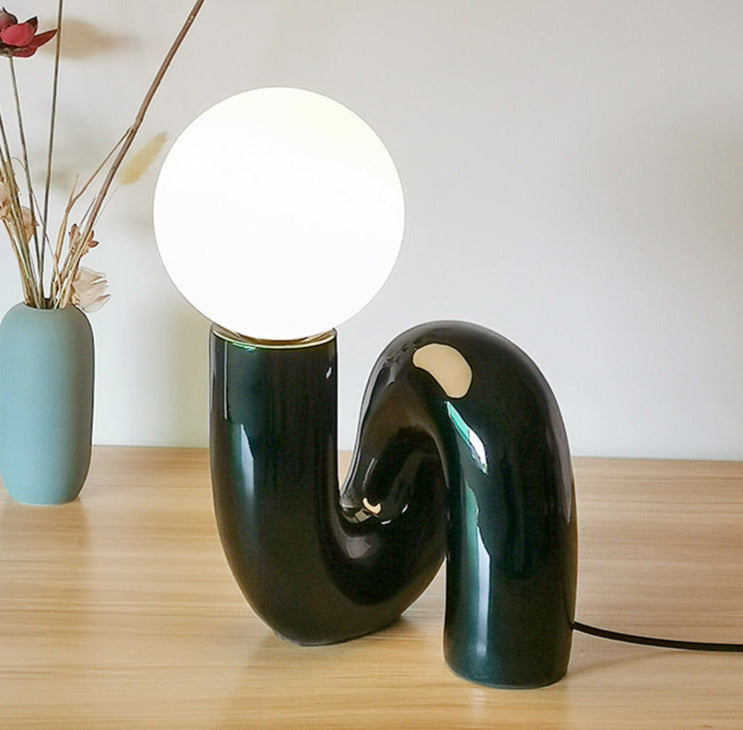 Aveline Tilted Desk Lamp in Glass and Resin for Living Room
