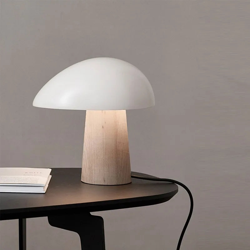 Nordlyn Mushroom Table Lamp With Warm Wood Grain Finish