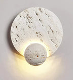MiraStone Round Stone Wall Sconce For Living Room Decor