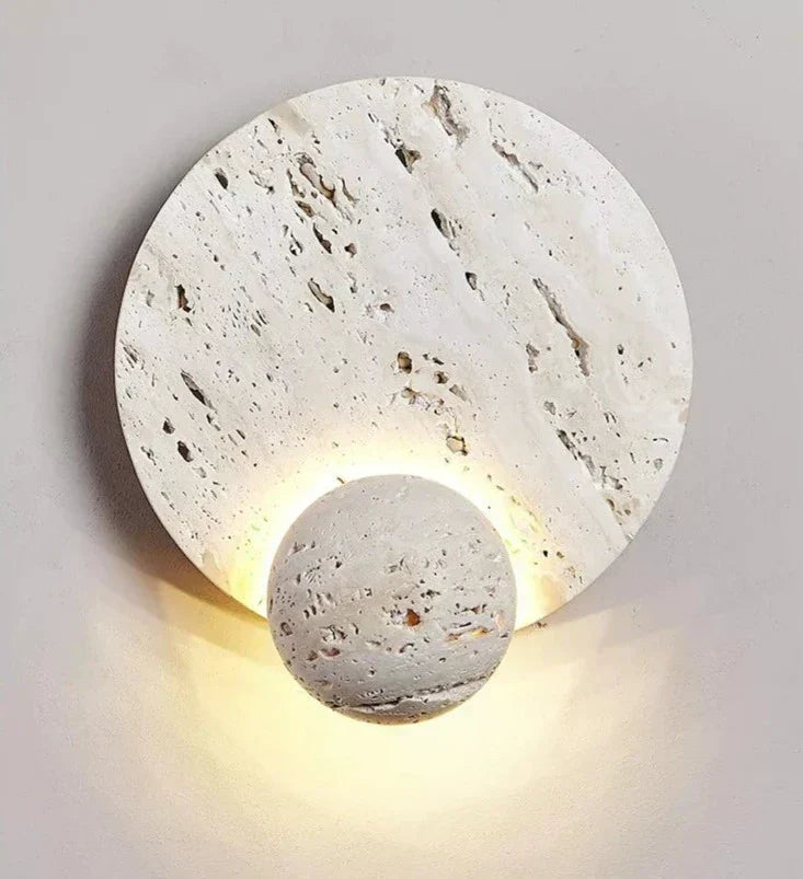 MiraStone Round Stone Wall Sconce For Living Room Decor