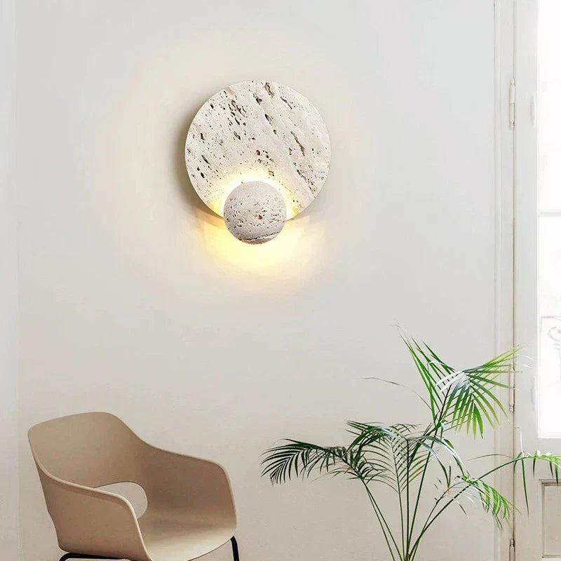 MiraStone Round Stone Wall Sconce For Living Room Decor