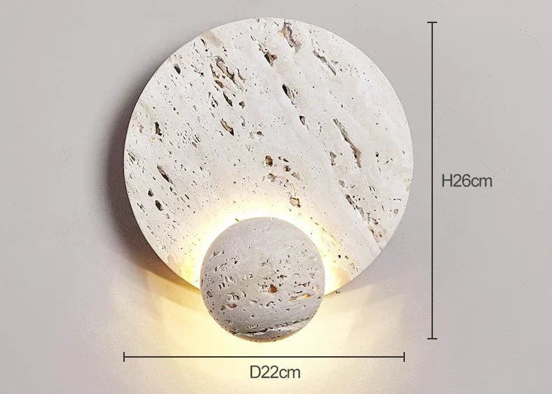MiraStone Round Stone Wall Sconce For Living Room Decor
