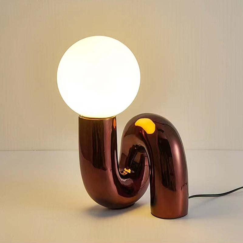 Aveline Tilted Desk Lamp in Glass and Resin for Living Room