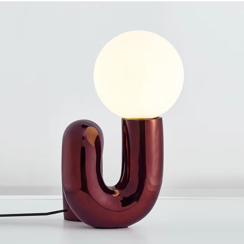 Aveline Tilted Desk Lamp in Glass and Resin for Living Room