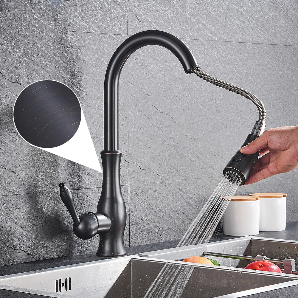 Aurelia Elegant Gold Kitchen Faucet With Retractable Spray