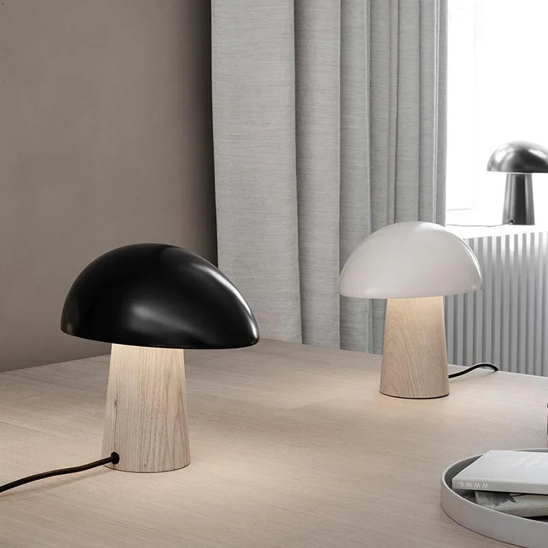 Nordlyn Mushroom Table Lamp With Warm Wood Grain Finish