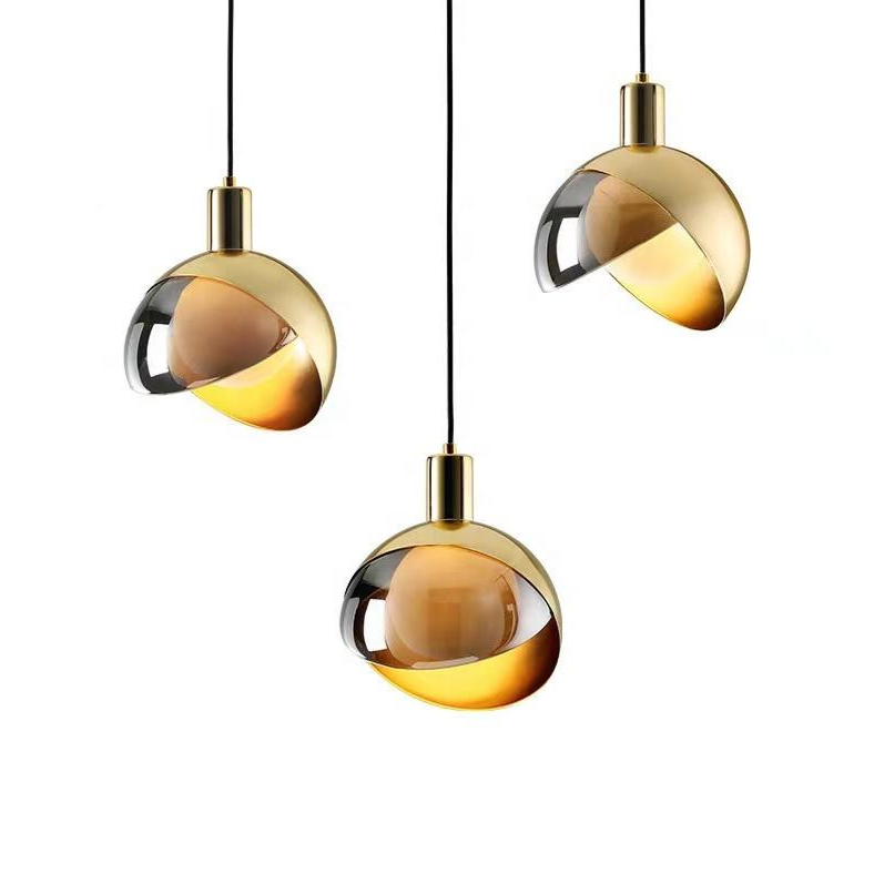 Aurelia | Scandinavian Gold Glass Pendant Light, Smoke Gray