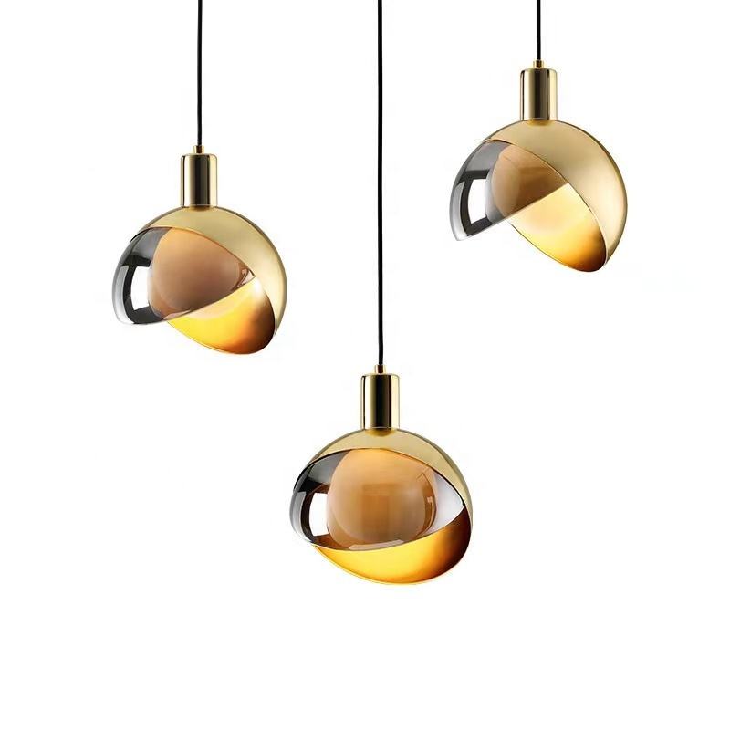 Aurelia | Scandinavian Gold Glass Pendant Light, Smoke Gray