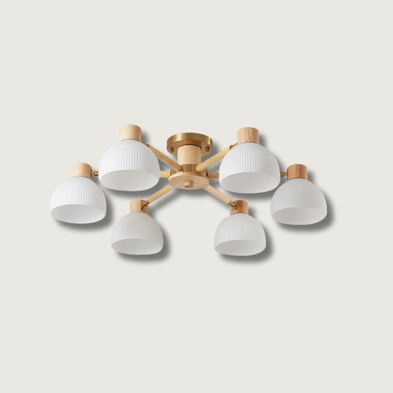 CindraLux Industrial Glass And Wood Ceiling Chandelier