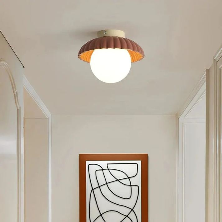 Ellerton Iron Hallway Ceiling Light With Cream Bud Shade