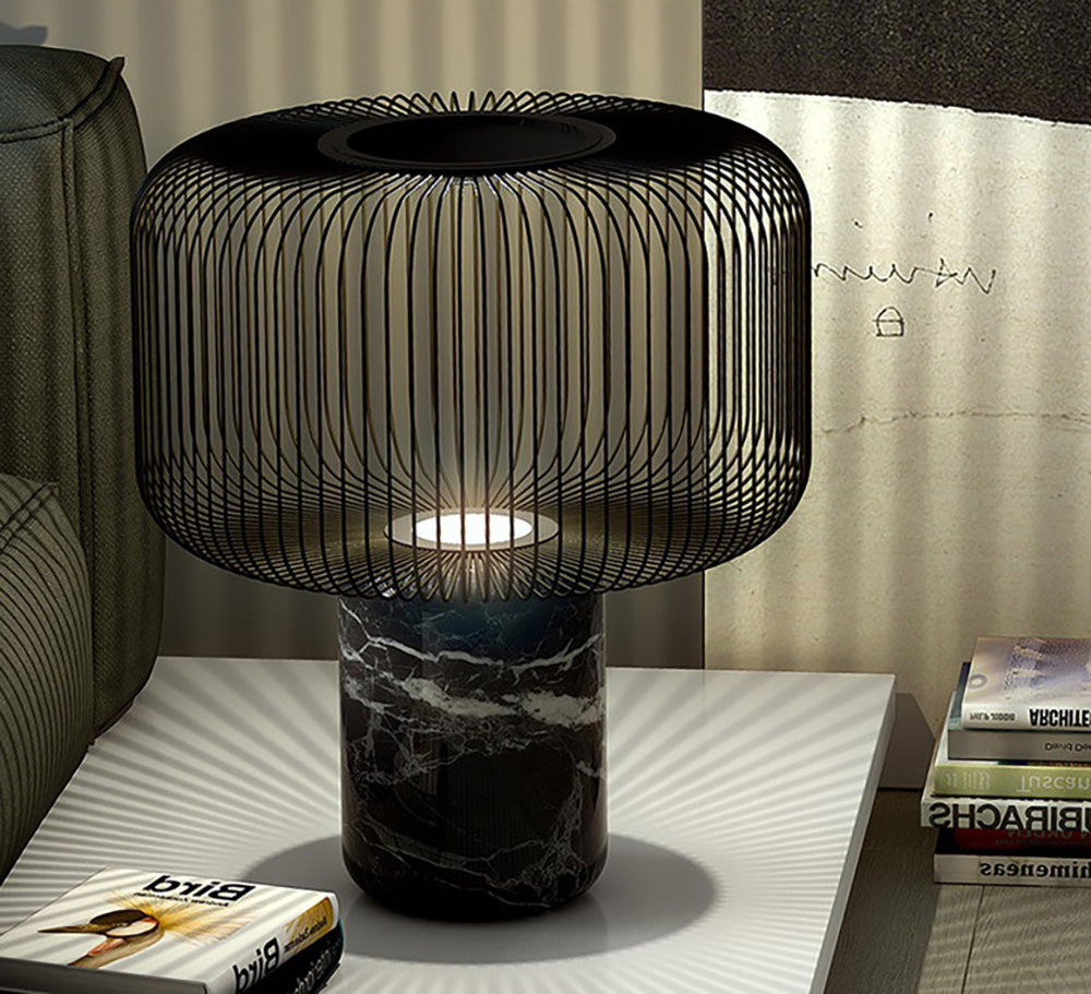 Aurell Table Lamp With Matte Black Screen And Marble Base