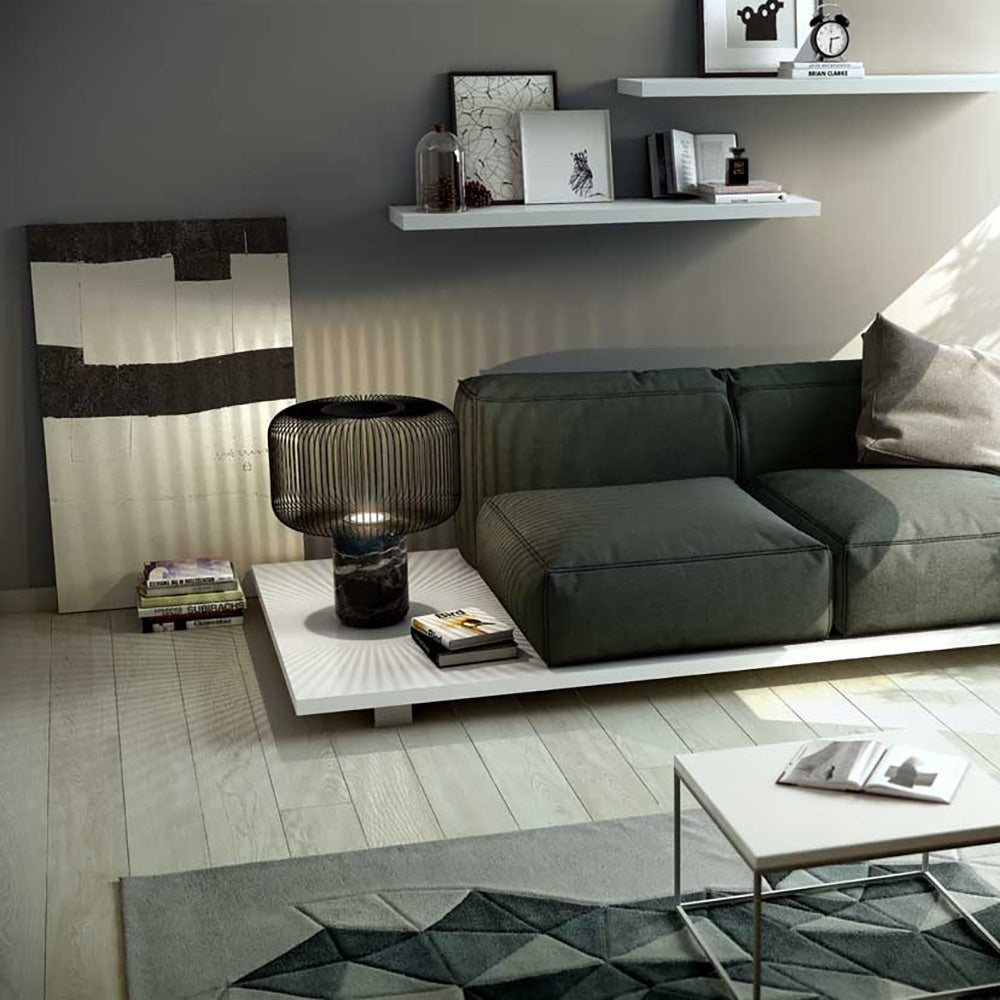 Aurell Table Lamp With Matte Black Screen And Marble Base