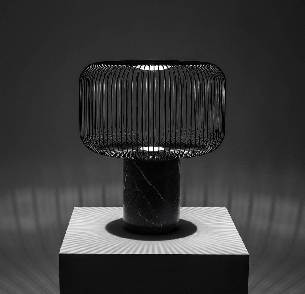 Aurell Table Lamp With Matte Black Screen And Marble Base