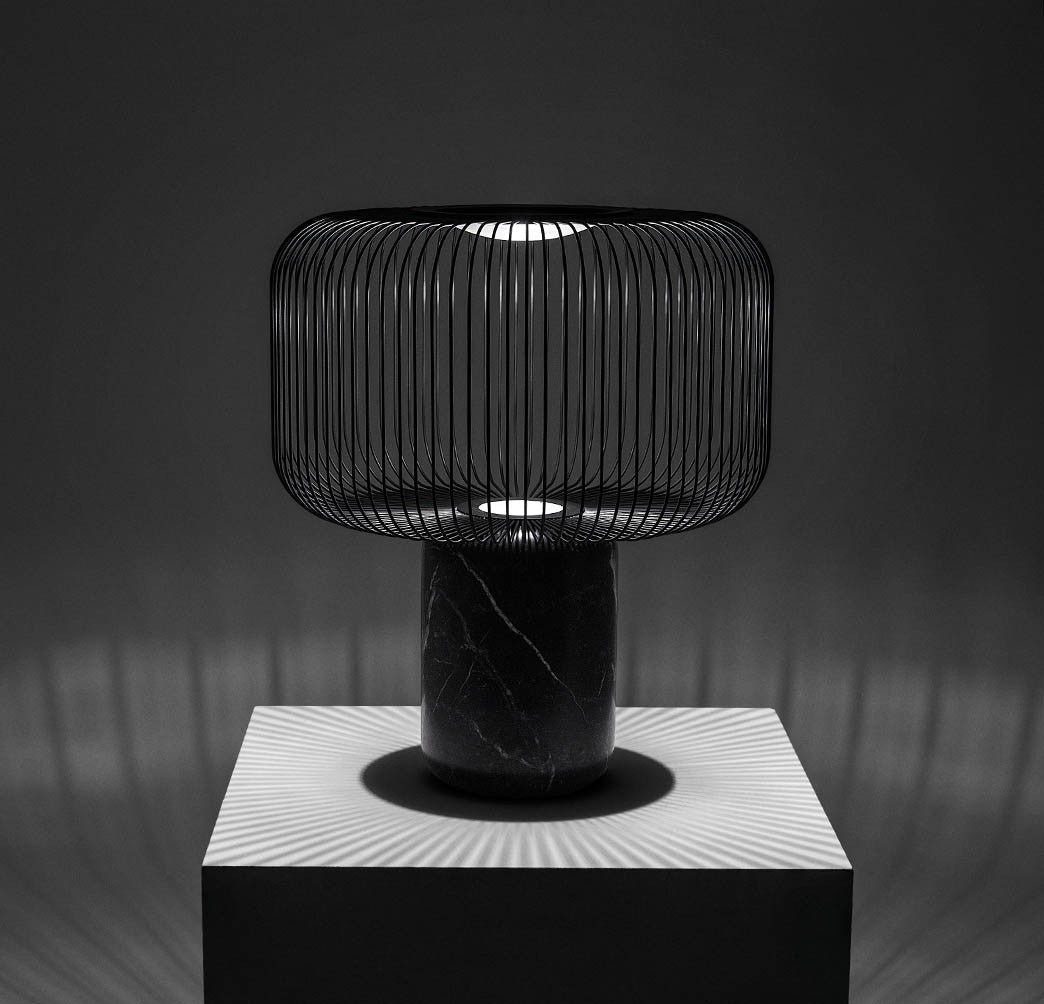 Aurell Table Lamp With Matte Black Screen And Marble Base