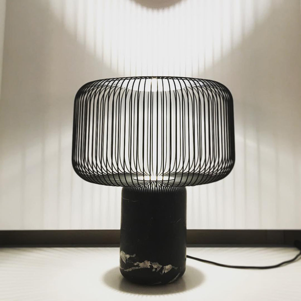 Aurell Table Lamp With Matte Black Screen And Marble Base
