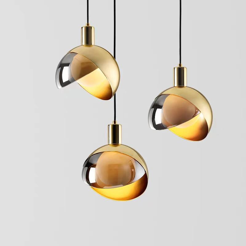 Aurelia | Scandinavian Gold Glass Pendant Light, Smoke Gray
